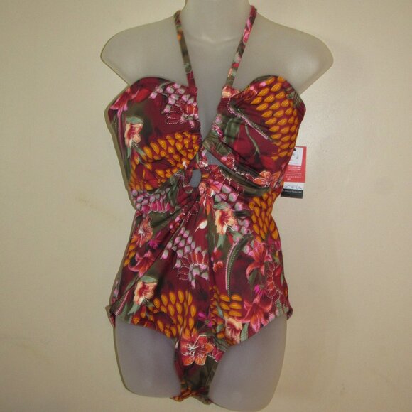 NWT Sofia by Sofia Vergara Claudia Bandeau Amazona One Piece Swimsuit sz XL - Picture 1 of 3